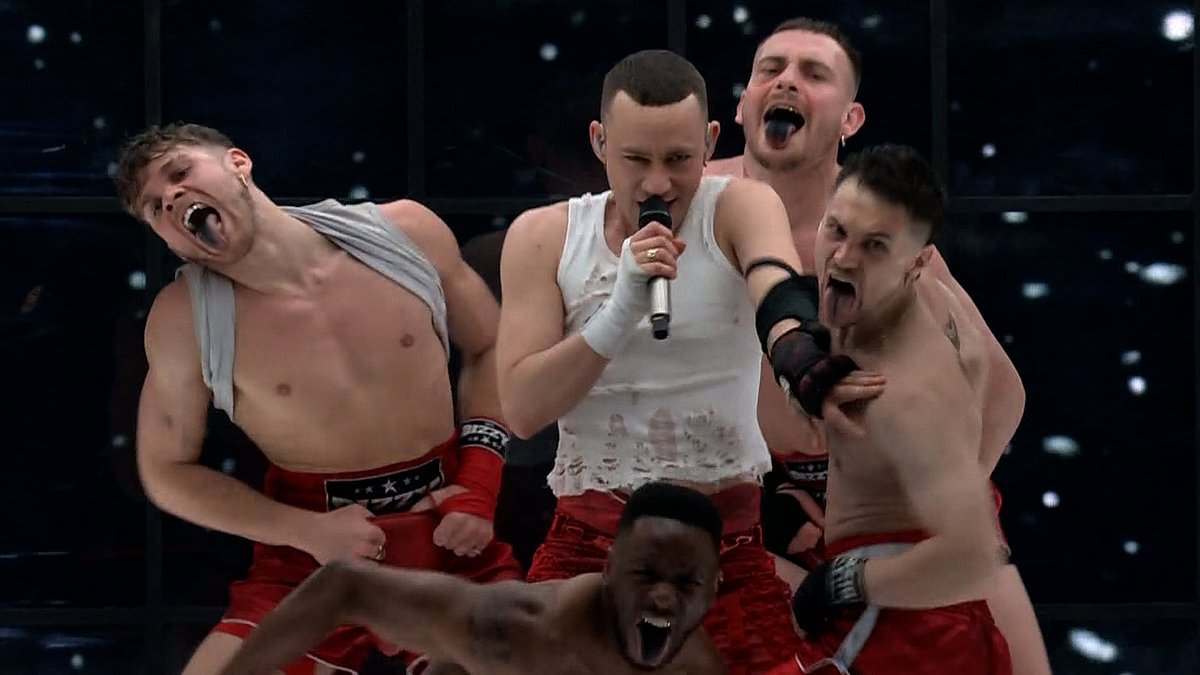 Eurovision fans share concern for Olly Alexander’s ‘shaky vocals’ as he performs UK entry live for the first time with shirtless dancers and raunchy moves [Video]