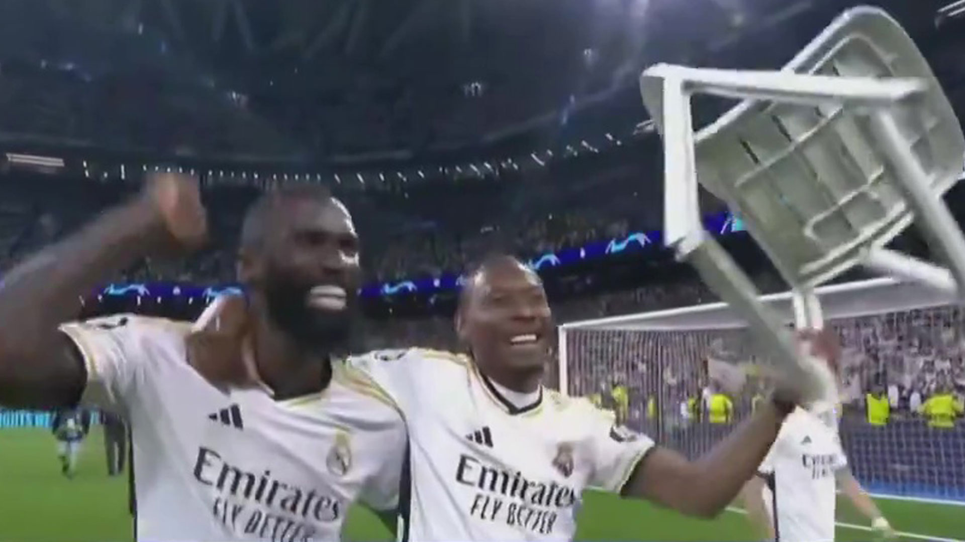 Watch Antonio Rudiger bring back iconic Chelsea chair celebration in wild scenes after Real Madrid win vs Bayern Munich [Video]