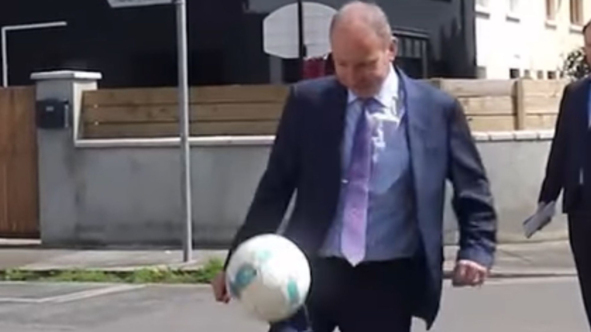 Watch Micheal Martin show off surprising football skills while out on Fianna Fail campaign trail [Video]