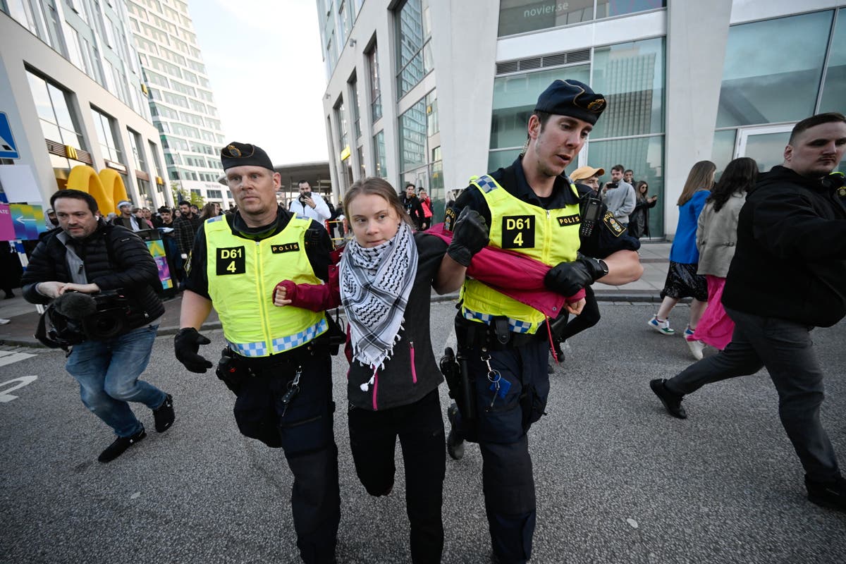 Greta Thunberg removed from pro-Palestine protests by Swedish police outside Eurovision arena [Video]