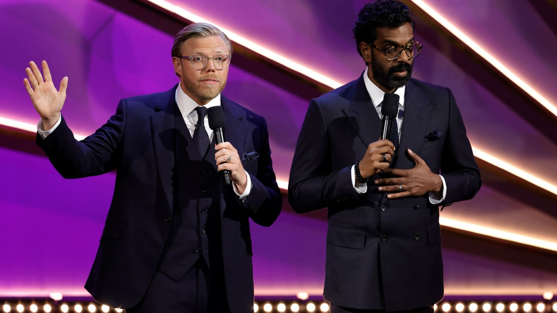 Bafta hosts Rob Beckett and Romesh Ranganathan spark feud with TV star as they kick off show with series of shock gags [Video]
