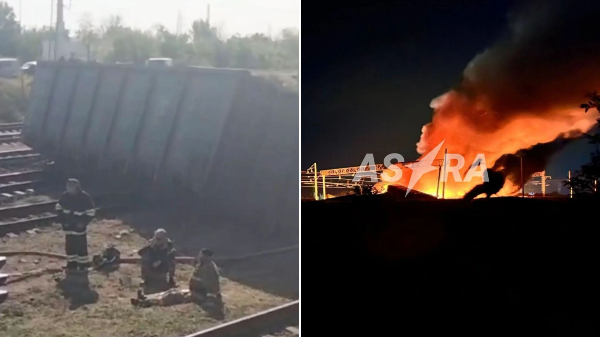 Massive explosion as Ukrainian kamikaze drones blast Russian freight train blocking Putins key missile supply line [Video]