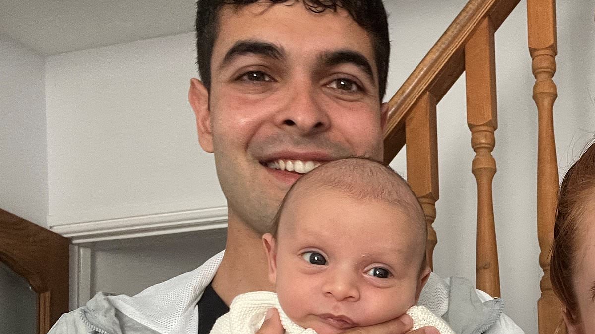 Sweet moment new father meets his two-month-old son at Manchester Airport for the first time after missing his birth while stuck in Turkey due to visa issues [Video]
