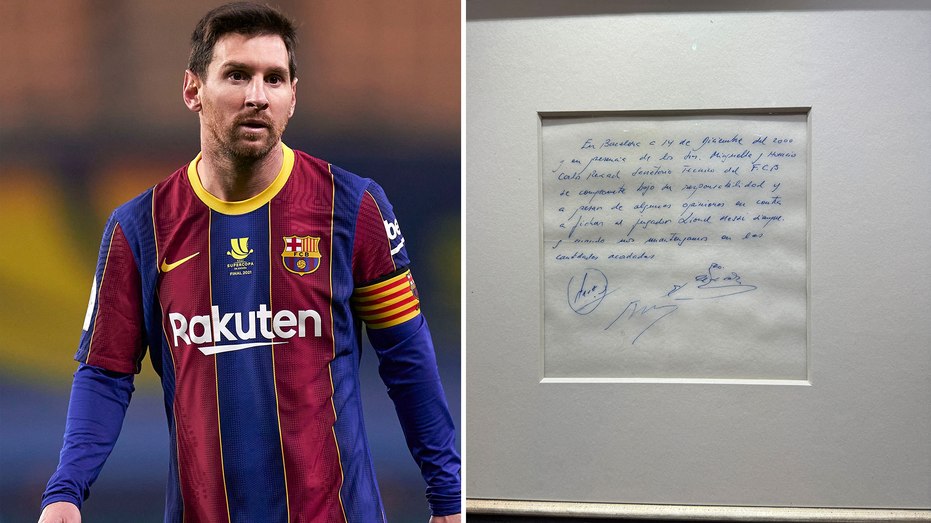 Worlds most famous napkin used by Barcelona to complete Lionel Messi transfer aged 13 sells for 760,000 at auction [Video]