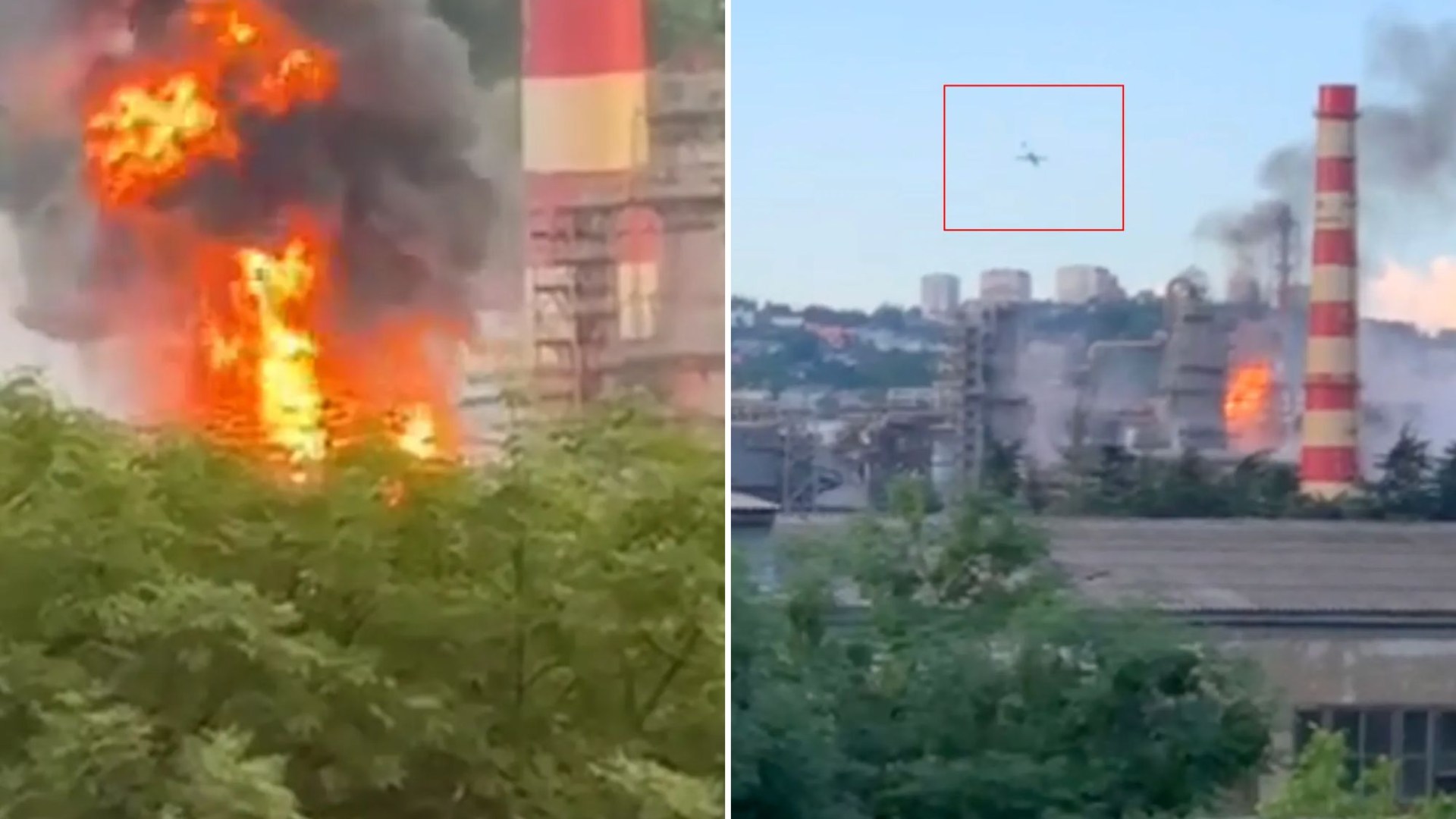 Watch dramatic moment Ukrainian kamikaze drones blitz Russian oil depots sparking inferno in double Black Sea strike [Video]